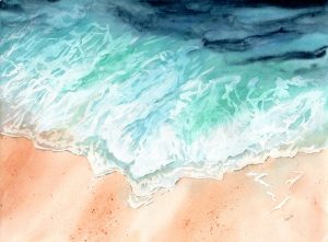 On The Beach, watercolour, 16x12"