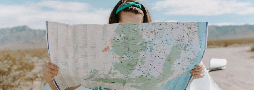 woman looking at the map
